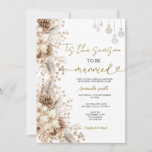 Neutral Winter Elegant Holiday Bridal Shower Invitation