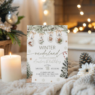 Neutral Winter Onederland Invitation