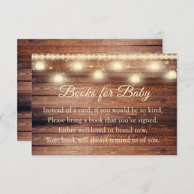 Neutral Wood Baby Shower Books For Baby Card (Front/Back)