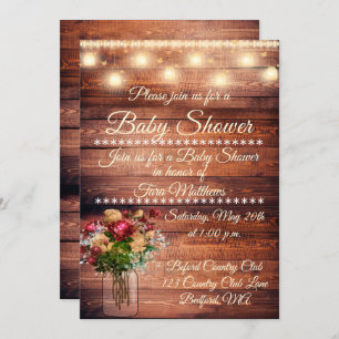 Neutral Wood Baby Shower Invitation