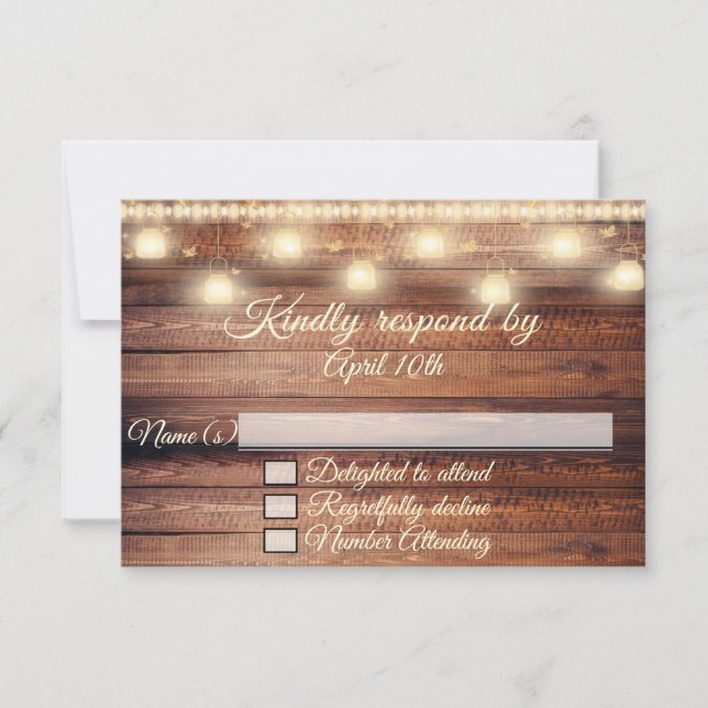 Neutral Wood Baby Shower RSVP Card (Front)