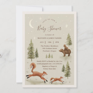 Neutral Woodland Animals  Baby Shower Invitation 