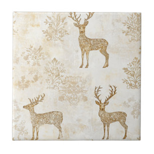 Neutral Woodland Deer Pattern Ceramic Tile