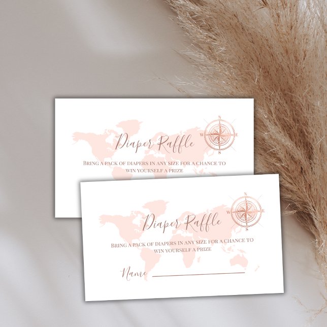 Neutral World Map Diaper Raffle Baby Shower  Enclosure Card (Neutral World Map Diaper Raffle Baby Shower Enclosure Card)