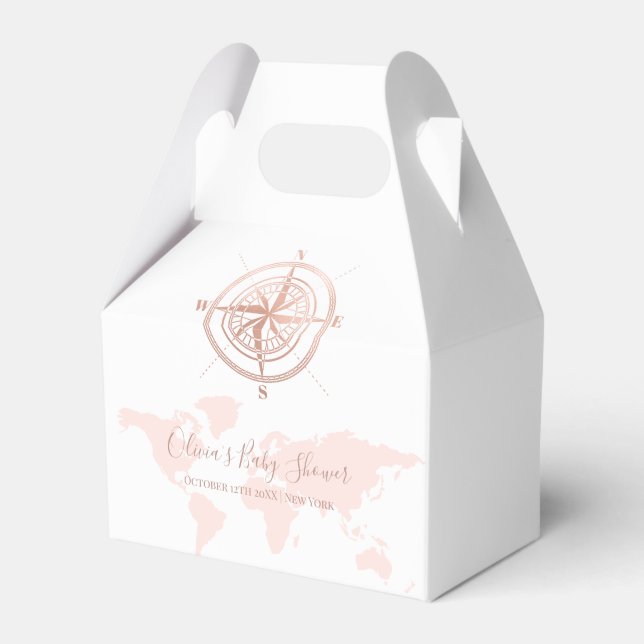 Neutral World Map Travel Adventure Baby Shower  Favour Box (Front Side)