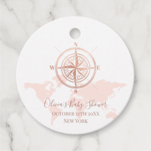 Neutral World Map Travel Adventure Baby Shower  Favour Tags
