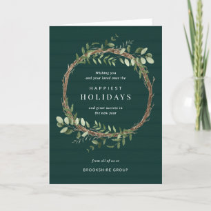 Neutral Wreath Business Holiday Greeting Card