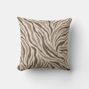 Neutral Zebra Swirl Throw Pillow
