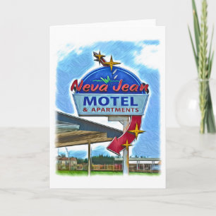 Neva Jean Motel Retro Neon Sign Greeting Card