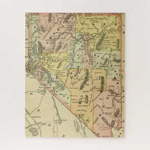 Nevada Antique Map Colourful State Las Vegas Jigsaw Puzzle