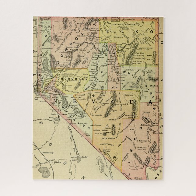 Nevada Antique Map Colourful State Las Vegas Jigsaw Puzzle (Vertical)