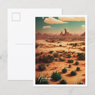 Nevada Arizona USA Art Vintage Travel Illustration Postcard