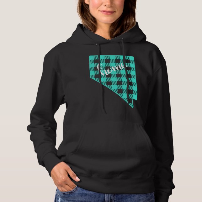 Nevada Buffalo Plaid Home State Country Teal Weste Hoodie (Front)