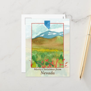Nevada Christmas Winter Desert Watercolor Holiday Postcard
