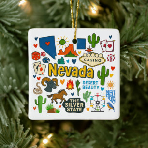 Nevada Custom Family Trip Christmas Ceramic Ornament