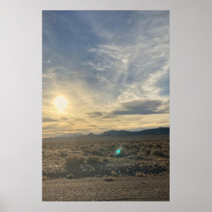Nevada Desert Sunset – Vertical Golden Sky Poster