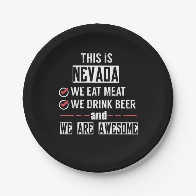 Nevada Eat Meat Drink Beer Awesome Paper Plate (Front)