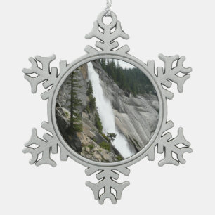 Nevada Falls at Yosemite National Park Snowflake Pewter Christmas Ornament