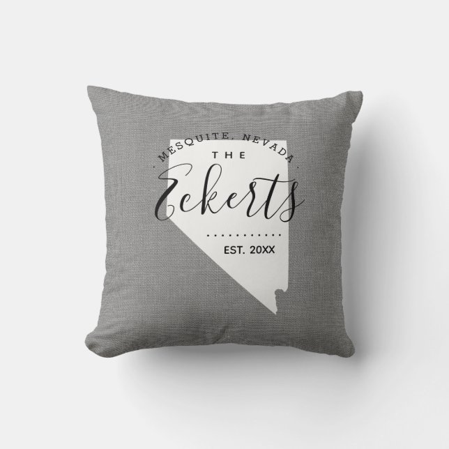 Nevada Family Monogram State Throw Pillow (Front)