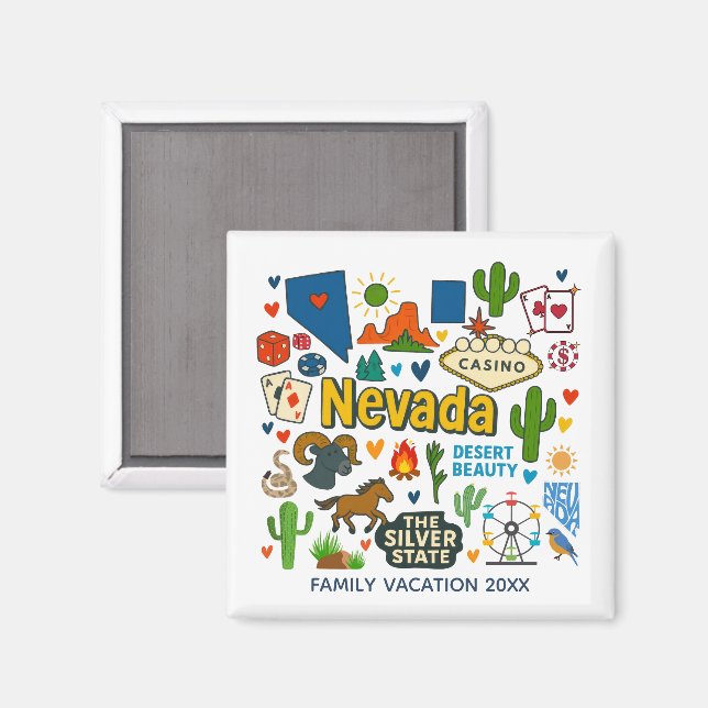Nevada Family Trip Keepsake Personalized Magnet (Front/Back)