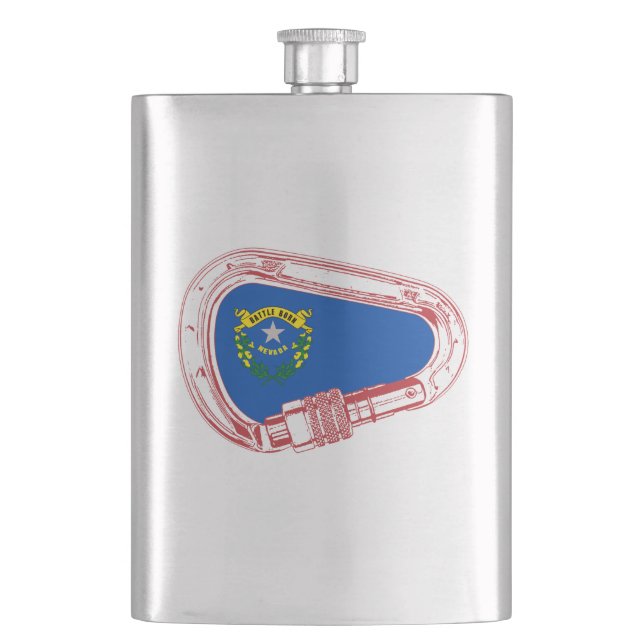 Nevada Flag Climbing Carabiner Hip Flask (Front)