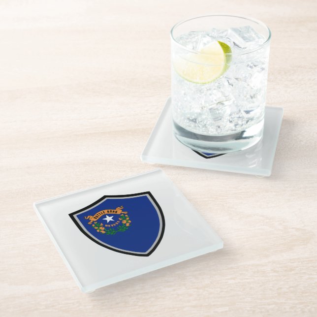 Nevada flag glass coaster (Angled)
