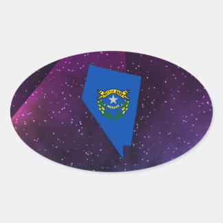 Nevada Flag Map on abstract space background Oval Sticker