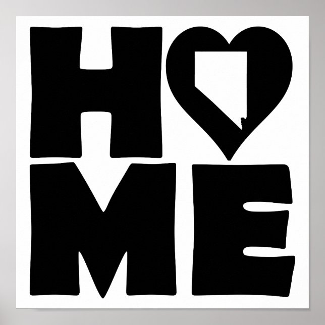 Nevada Home Heart State Poster Sign (Front)