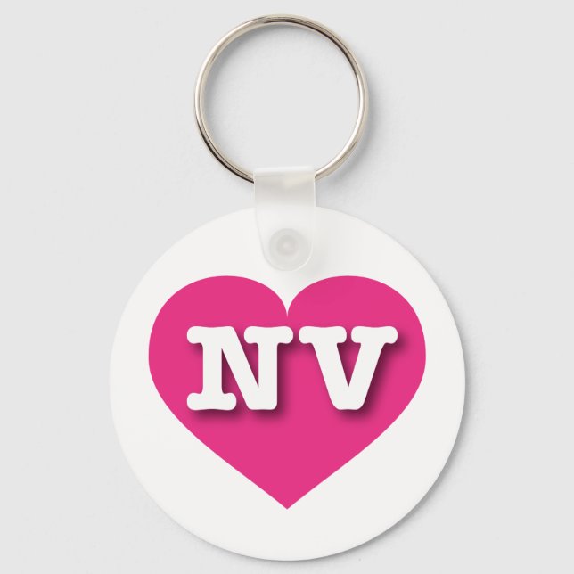 Nevada Hot Pink Heart - I love NV Key Ring (Front)