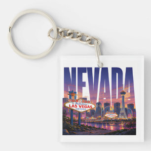 Nevada Las Vegas Desert Skyline Adventure Key Ring