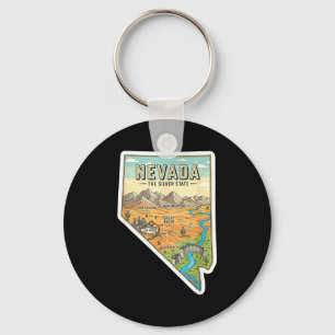 Nevada map vintage travel state pride adventure key ring
