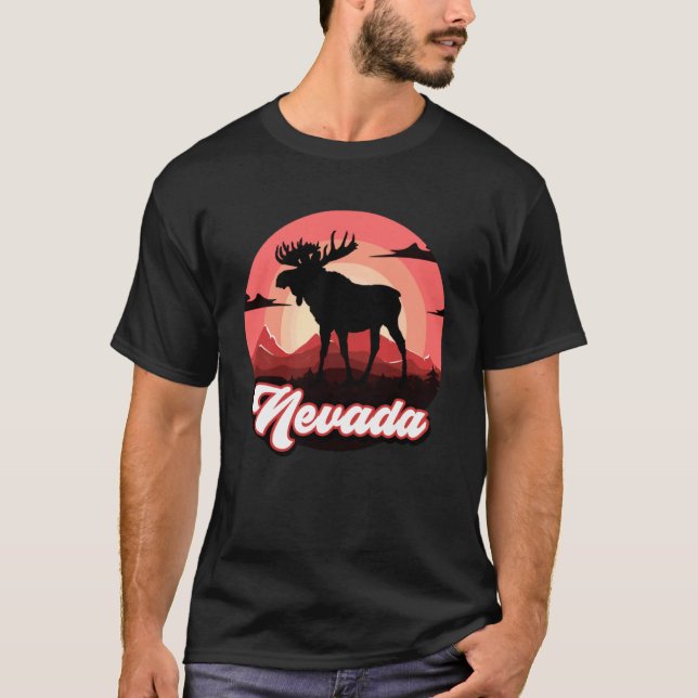 Nevada  Men Women Hikers Nevada Vacation Moose Day T-Shirt (Front)