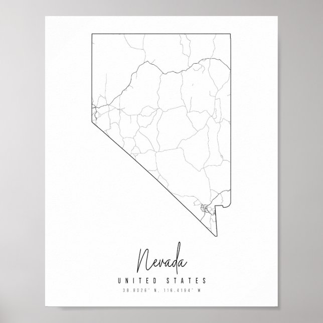 Nevada Minimal Street Map Poster (Front)