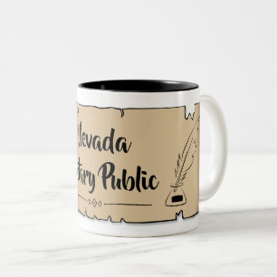 Nevada Notary Public Scroll Feather Quill Two-Tone Coffee Mug