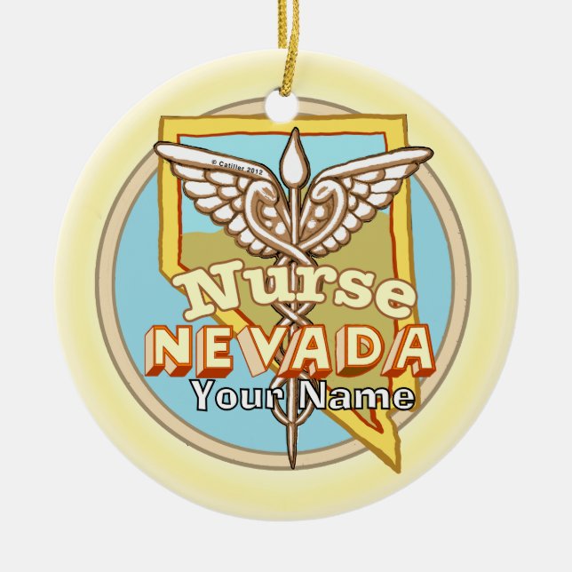 Nevada Nurse Caduceus  Ornament  (Front)