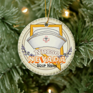 Nevada Nurse Ceramic Ornament
