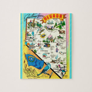 Nevada Postcard Map Jigsaw Puzzle