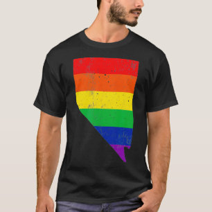 Nevada Pride Rainbow Flag Map Gay Lesbian LGBT Sup T-Shirt