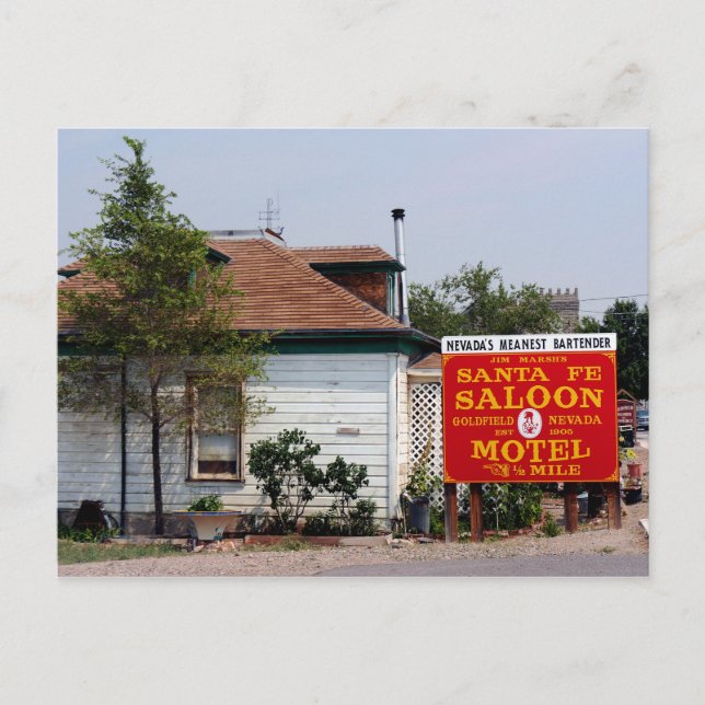 “Nevada’s Meanest Bartender.” Goldfield Nevada Postcard (Front)