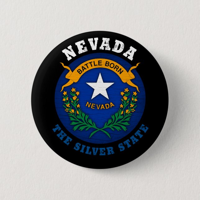 NEVADA SILVER STATE FLAG 6 CM ROUND BADGE (Front)