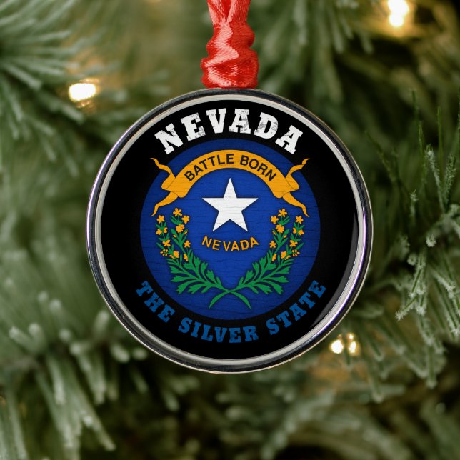 NEVADA SILVER STATE FLAG METAL ORNAMENT (Tree)