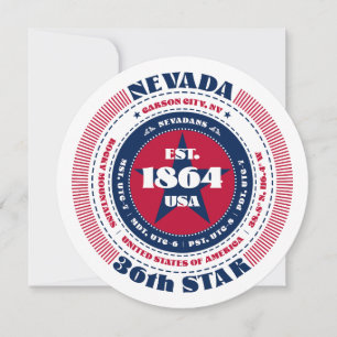 Nevada State Circular Typography Flat Card
