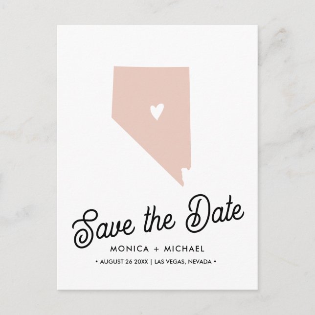 NEVADA State Destination Wedding ANY COLOR    Announcement Postcard (Front)