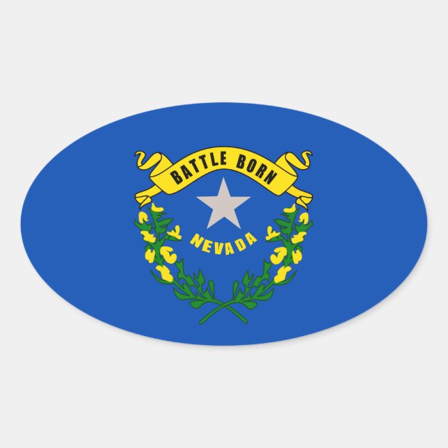 Nevada State Flag Design Oval Sticker (Front)