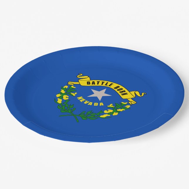 Nevada State Flag Design Paper Plate (Angled)