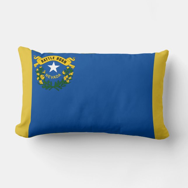 Nevada State Flag Print Patriotic Lumbar Cushion (Front)
