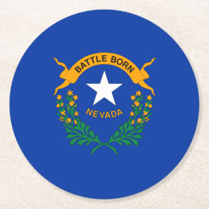 Nevada State Flag Round Paper Coaster