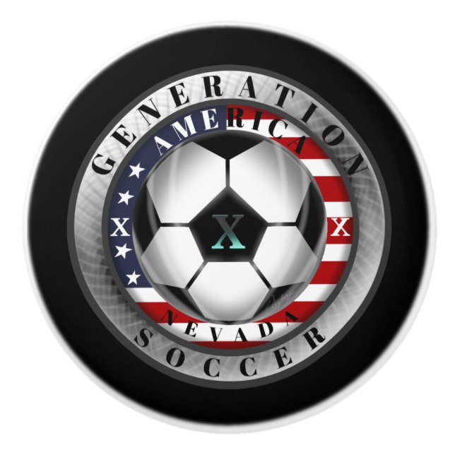 Nevada State Generation X American Soccer Ceramic Knob (Front)