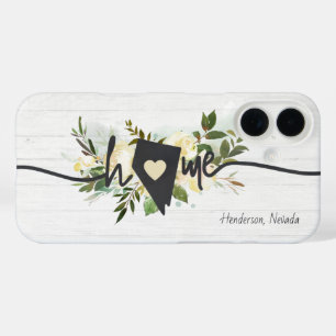 Nevada State Personalised Home City Rustic Floral iPhone 16 Case