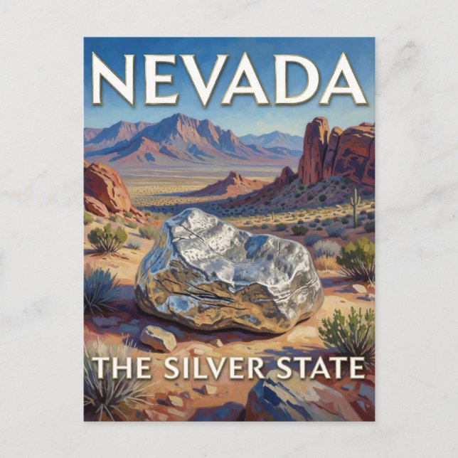 Nevada State Pride Desert Scenery With Silver Postcard (Front)